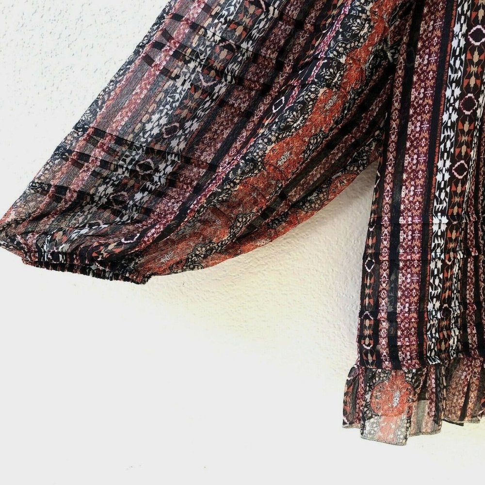Lucky Brand Lucky Brand Chiffon Printed Peasant Top Size Small - Picture 6 of 8